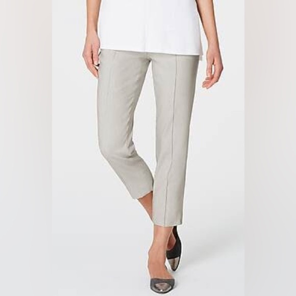 J. Jill Pants - J.Jill Stretch Linen Pull-On Crop Pants in Zinc White Size Medium Petite NWT